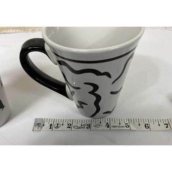 Pair Croix Du Sud Large Ceramic Mugs Coffee Cup B&W Sailboats Abstract Lot 2 - Picture 9 of 11